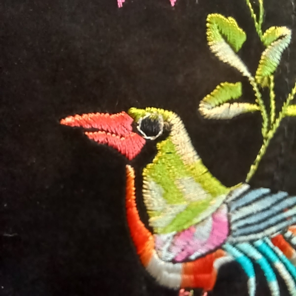 Vintage Size Large Avanti Womens Suede Jacket Leather Black Floral Embroidered - Picture 8 of 16